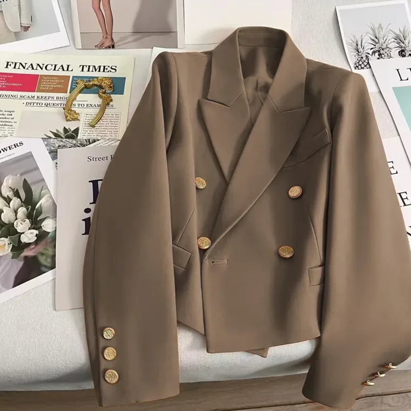 Blazer Womens Spring New Solid Color Suit Jacket Short Section Button Casual Suit Women Clothing Outerwears Women's Jacket Coat