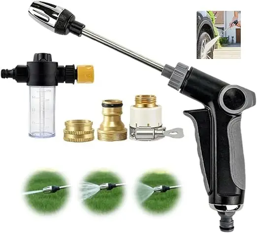 

Heavy Duty Garden Hose Nozzle 360 Rotating 3 Spray Modes High Pressure Water Gun for Patio Car Outdoor Cleaning Washing Sprayer