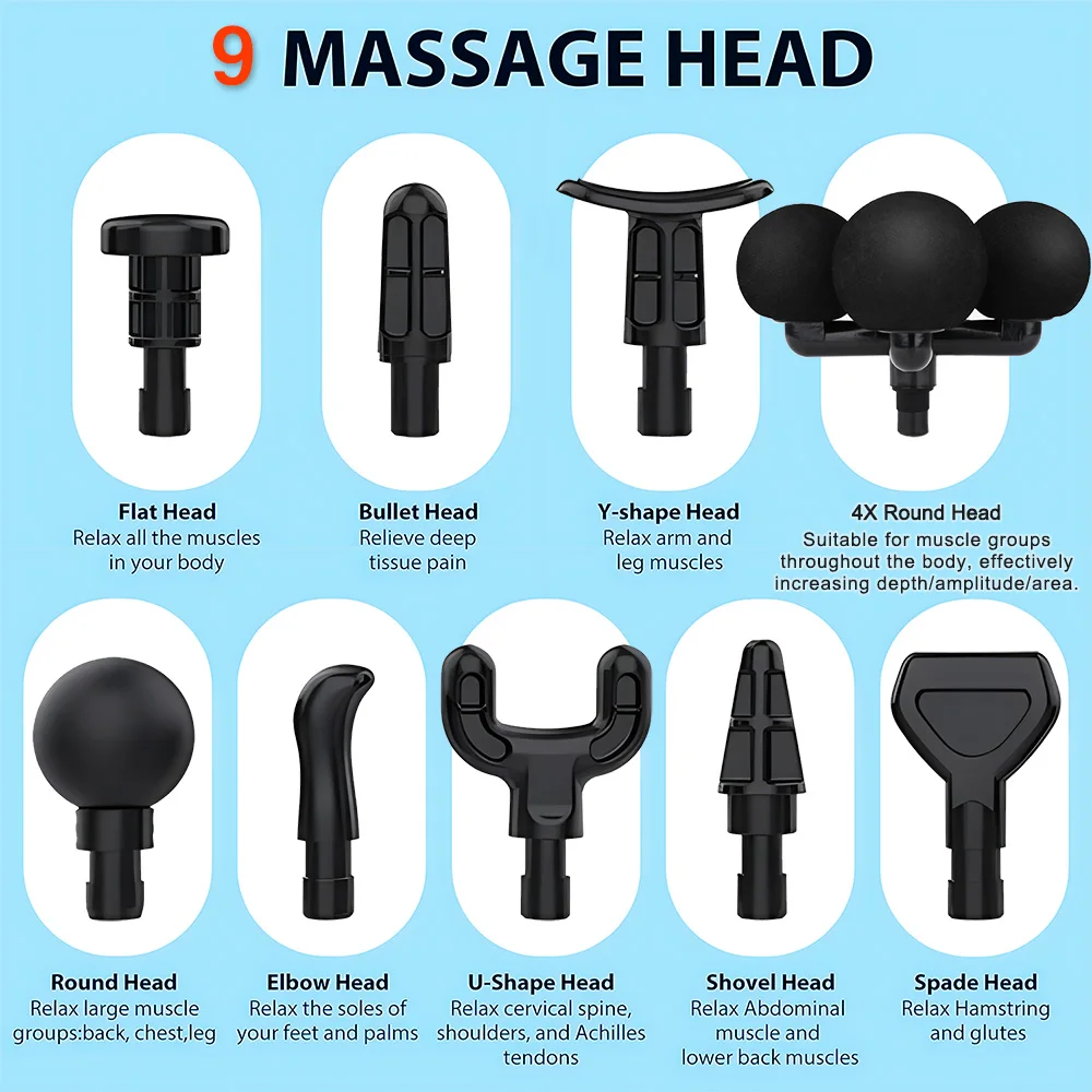 Массажный пистолет XFOX, фитнес-инструмент двойного сложения с переменной частотой, 5 уровней, для тела, шеи, спины, ног