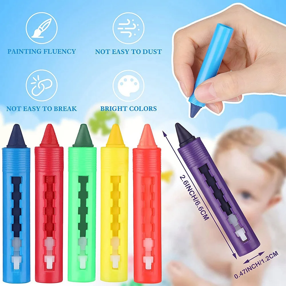 New 18Pcs Bathroom Crayon Erasable Graffiti Toy Washable Doodle Pen for Baby Kids Bathing Creative Educational Toy Crayons