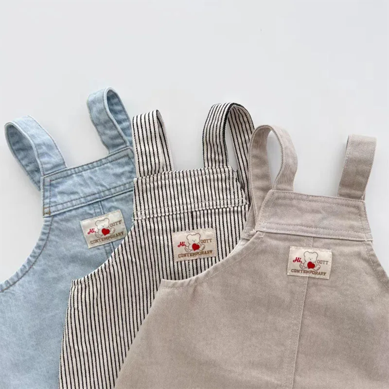 2024 Summer New Baby Girl Sleeveless Denim Dress Solid Infant Strap Dress Fashion Toddler Girls Casual Pocket Dress Baby Clothes