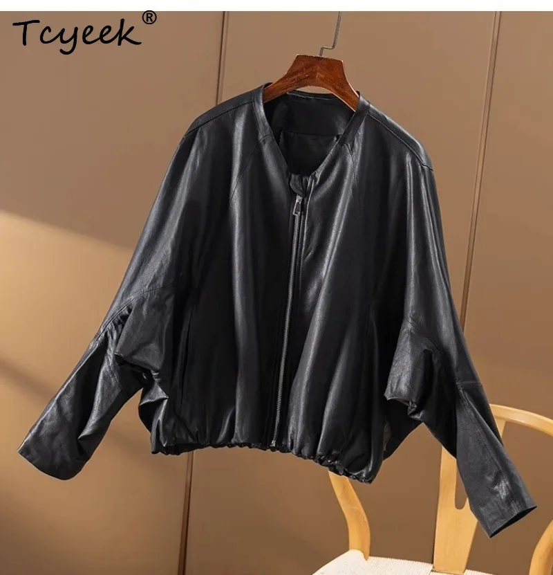 Tcyeek Real Leather Jackets Women Versatile Sheepskin Coats for Woman Casual Round Collar Autumn New Woman Clothing 2026 Jaqueta