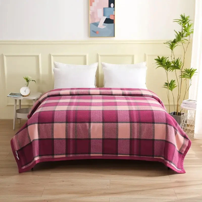 100% Fine Wool Blanket 1.5*2/1.8*2/2*2.3m Warm Comforter Red Wool Blanket Winter Adult Children Camping Sofa Dormitory Bedding