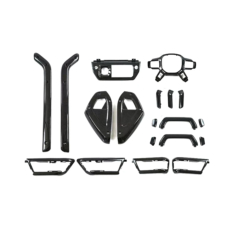 Interiores de carro acessórios decorativos kits interiores de colocação de carbono seco para Land Rover Defender 2020+
