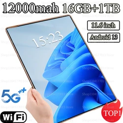 2024 New 5G Tablet 11.6 inch Android 13.0 Phablet MTK6797 16GB RAM 1TB ROM Tablet PC Dual Cameras Dual sim card Wifi Type-c