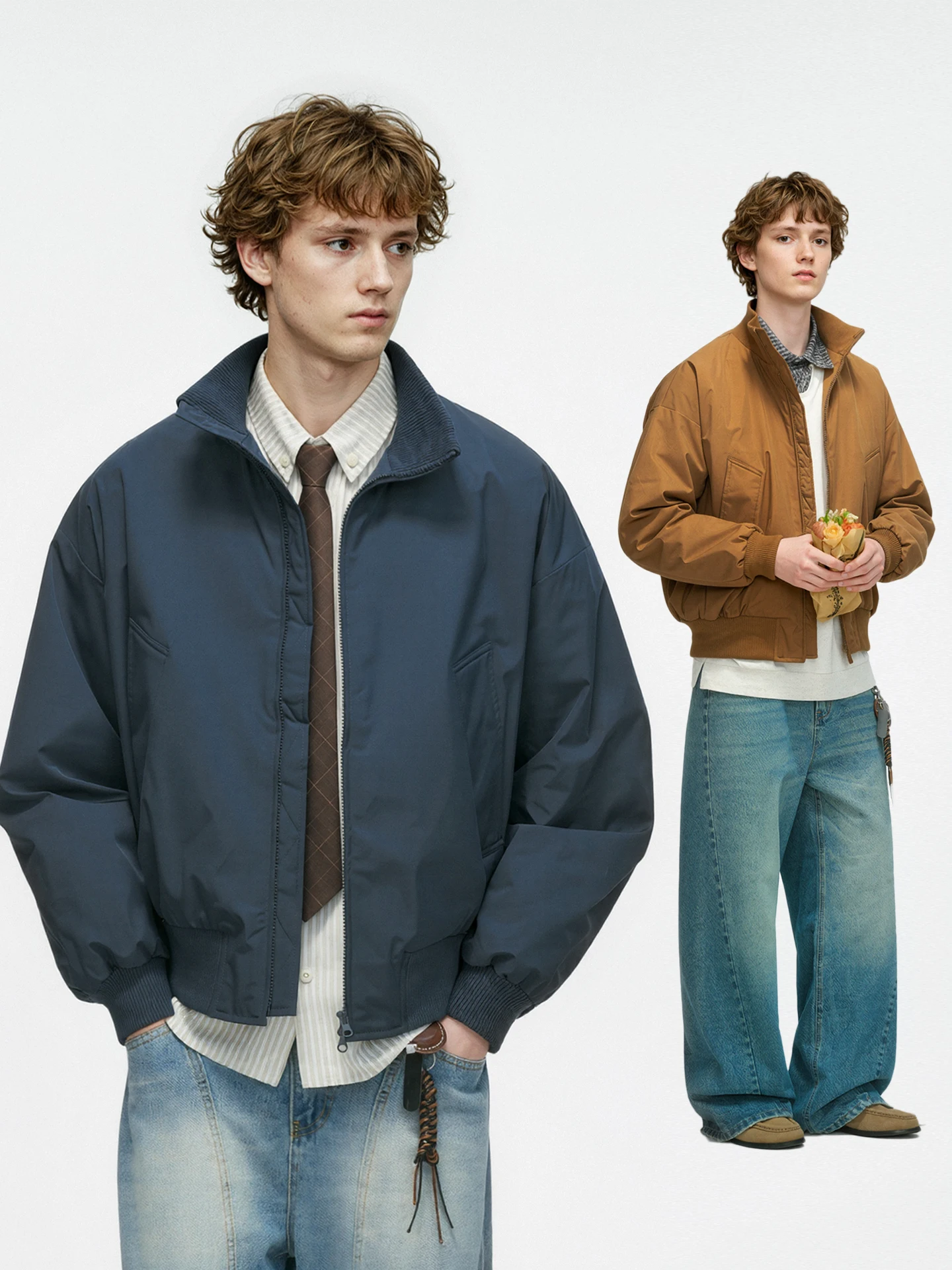 

Wukong Has Goods Winter Faion Brand 90 White Du down Stand Collar Puffer Jaet Men's American Retro Couple Pilot Coat