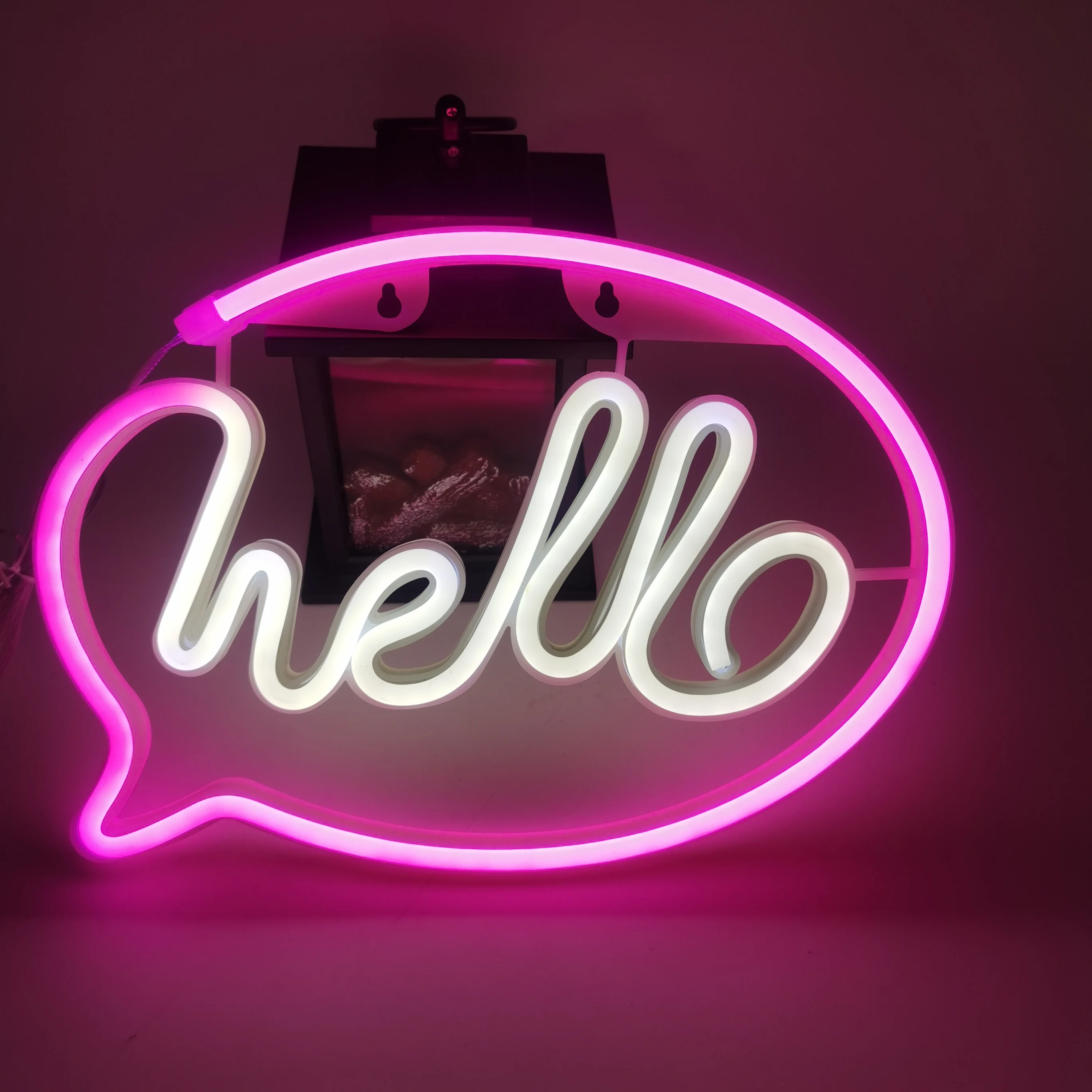 Hello Neon LED Light USB or Battery Powered, Living Room Wedding Supplies Restaurant Bar Hello Letter Design Reminder Label