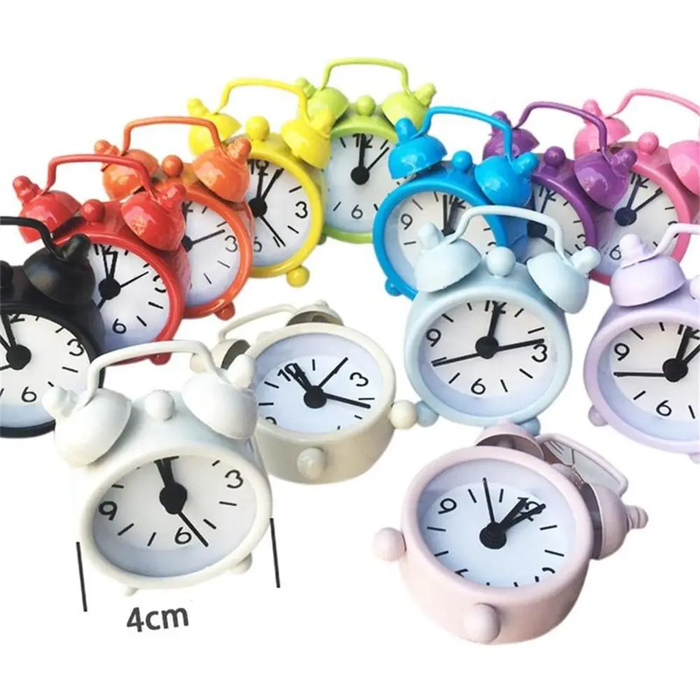 Portable Mini Alarm Clock Electronic Round Number Double Bell Desk Table Digital Quartz Clock Home Decoration Retro