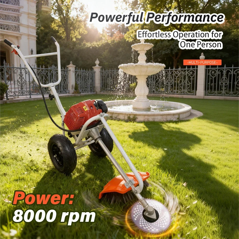 Hand-pushed Lawn Mower 2-Stroke 4-Stroke Grass Cutter Lawn Trimmer Wheeled Lawn Mower Push-type Portable Land-Clearing Weeder
