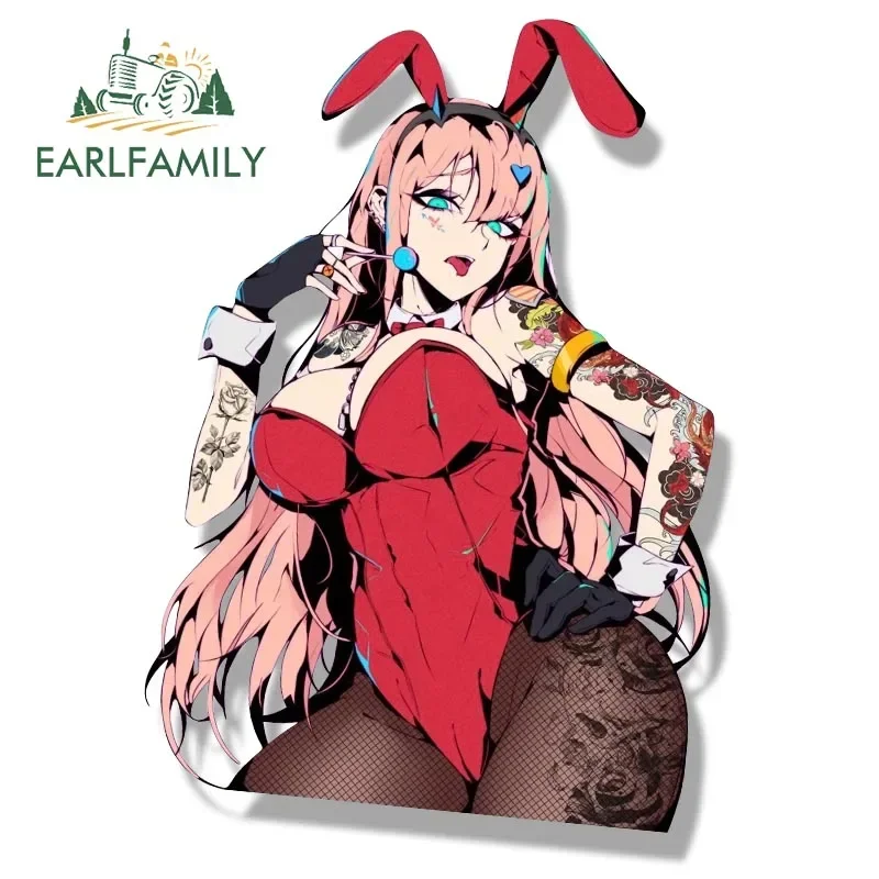 EARLFAMILY Bunny Girl Zero Two Fanart Peeker Car Sticker NSFW Sexy Waifu Anime Sketch Decal JDM Cartoon Auto Graffiti Stickers view 2