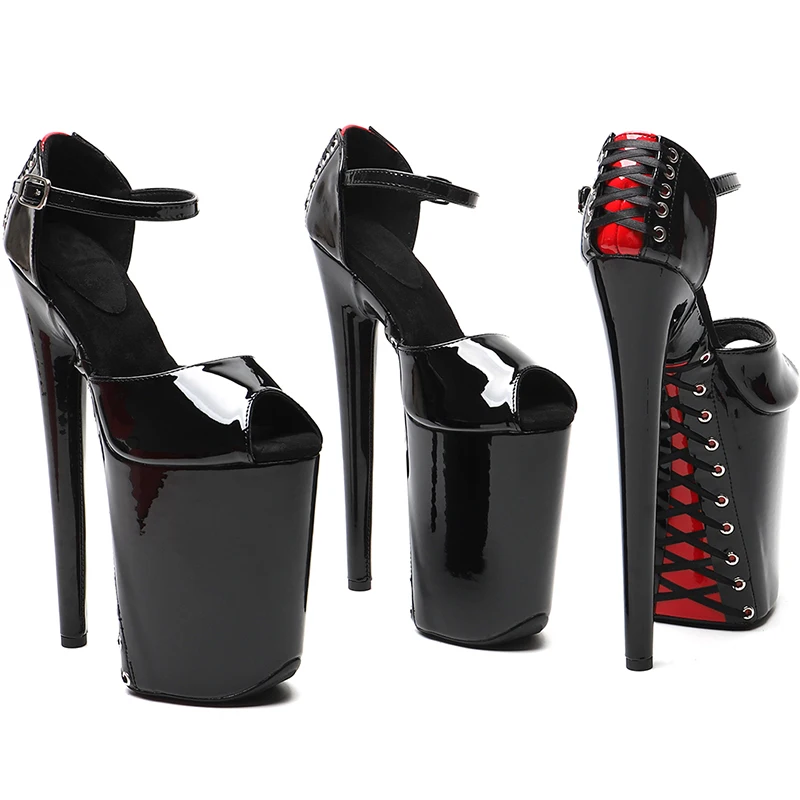 

Leecabe 23CM/9inches Patent PU open toe Platform Sexy High Heels Sandals Pole Dance shoes