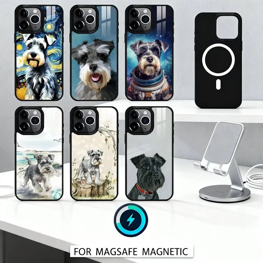 

C-Cartoon S-Schnauzer Dog Phone Case Magnetic For iPhone17 16 15 14 13 12 Pro Max For Magsafe Wireless Charging Cover