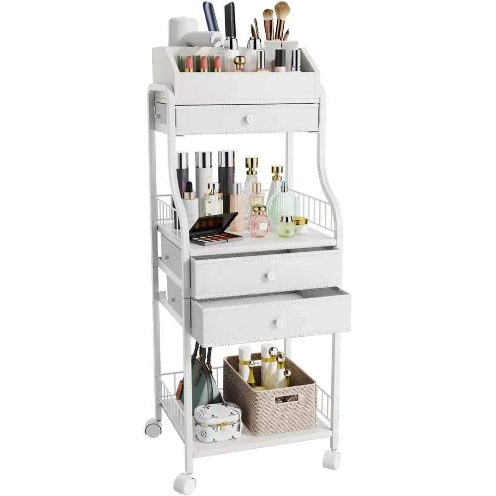 

Floor Makeup Organizer Storage - Vanity Skincare Make Up Organizers and Storage with Drawers, Cosmetics Display Cases Holder for