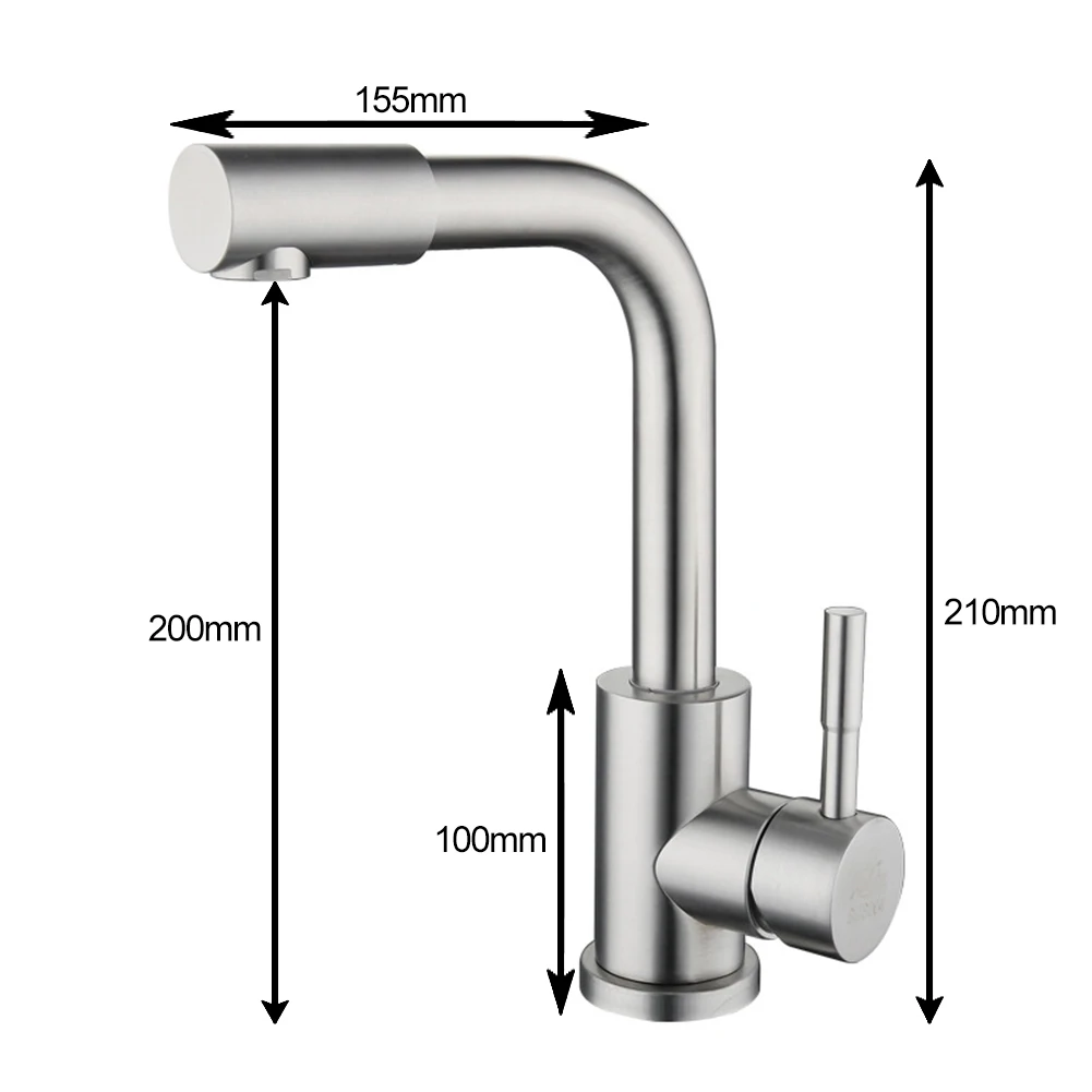 Bathroom Basin Faucet Rotating Nozzle Dual Hole Sink Tap Stainless Steel Hot Cold Water Mixer Tap Counter Mount Kitchen Faucet