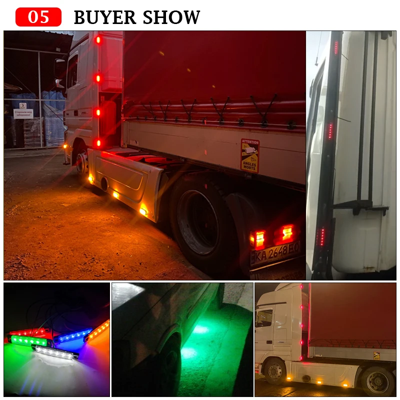 Luces laterales LED para remolque, lámpara trasera de advertencia, focos de estacionamiento para camión de 24v, accesorios rojos, 10 piezas, 12v