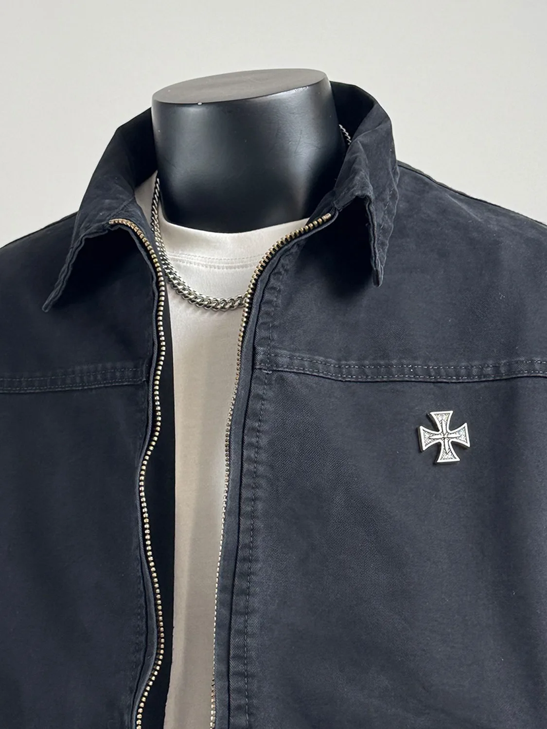 سترة رجالية بياقة على طراز الملابس العملية القديمة، متعددة الاستخدامات للربيع والخريف، ملابس خارجية سميكة مع دبابيس معدنية، م...