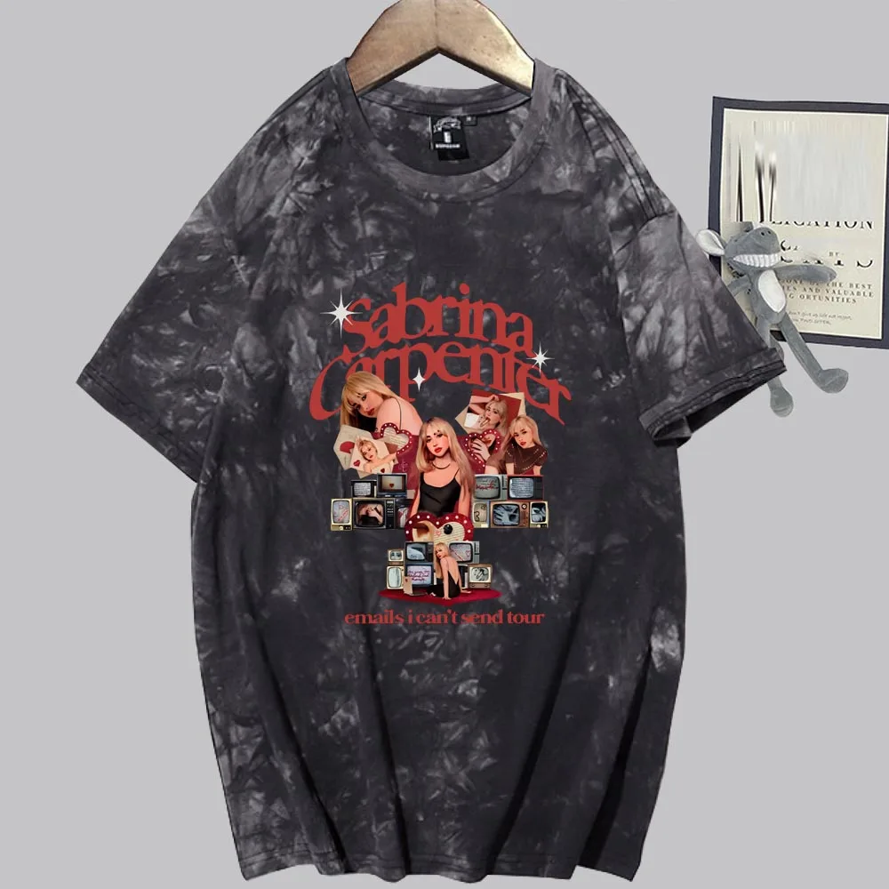 Sabrina Carpenter Emails I Can’t Send Tour 2024 Tie Dye Oversize Shirts Music Fans Gift Unisex Harajuku Summer Tee Tops Tops