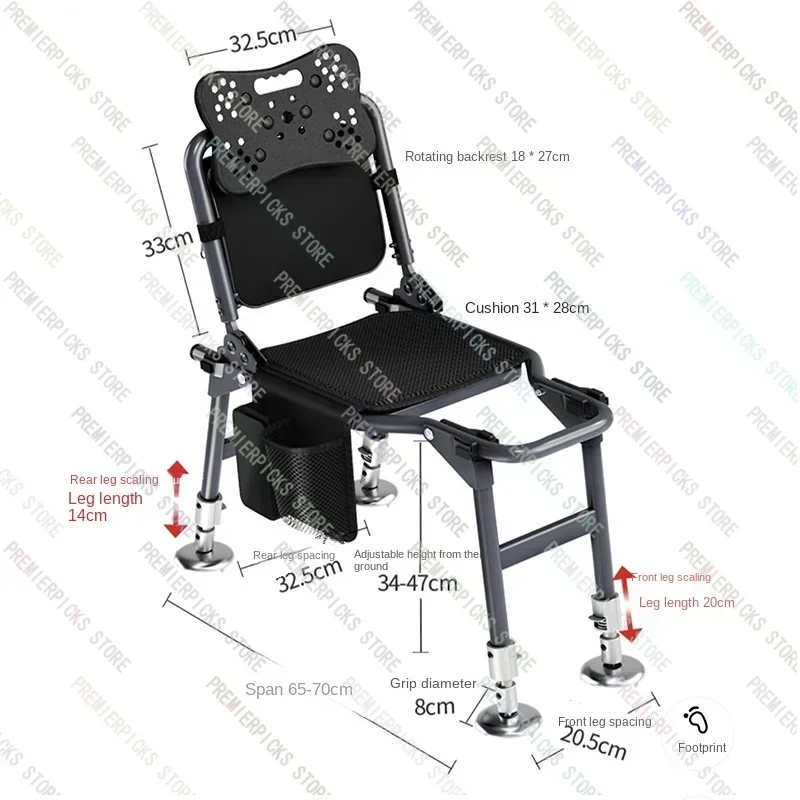 Portable Fishing Folding  Multi-Functional Lamp Lightweight Aluminum Alloy Table Seat Multi-Terrain Wild  Chair image 5