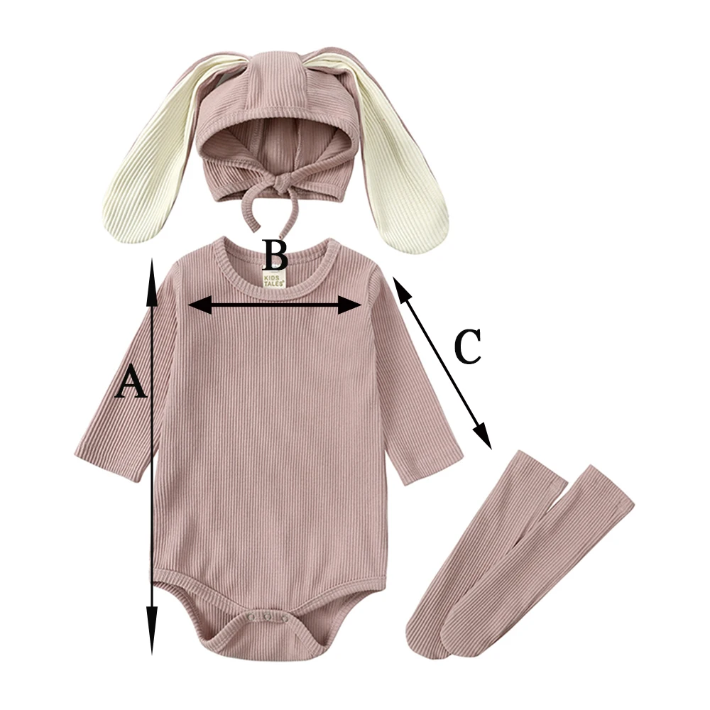 2026 Neugeborenen Baby Kaninchen Strampler Kleidung 3 Stücke Solide Ohr Hut Body Socken Casual Bunny Kostüm 0-24 M Junge mädchen Outfits – Detail 1