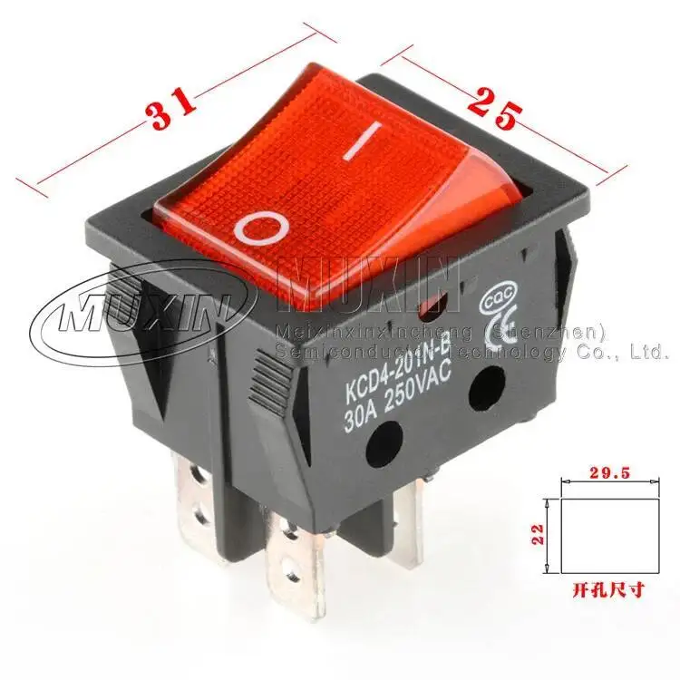 50PCS,Rocker Power Button Switches,High Current,ON/OFF,Special For Eelding Hine,KCD4,Sterling Sier Point,30/35A 250/125V AC
