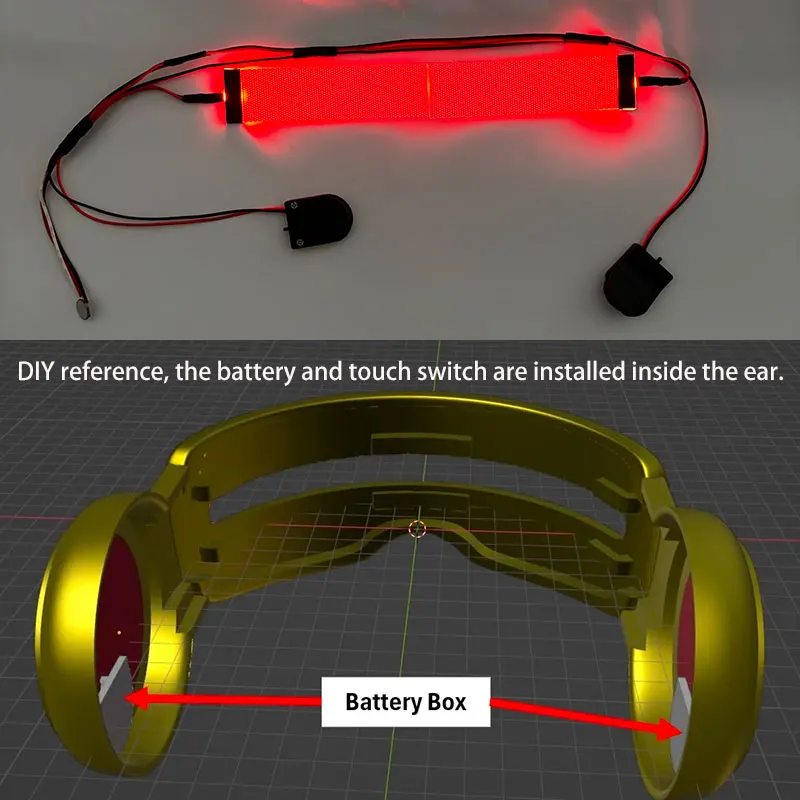 유연한 DIY LED 눈 코스프레 키트, X-Man 사이클롭스 마스크, 눈 조명 액세서리, 할로윈 소품, 빨간색