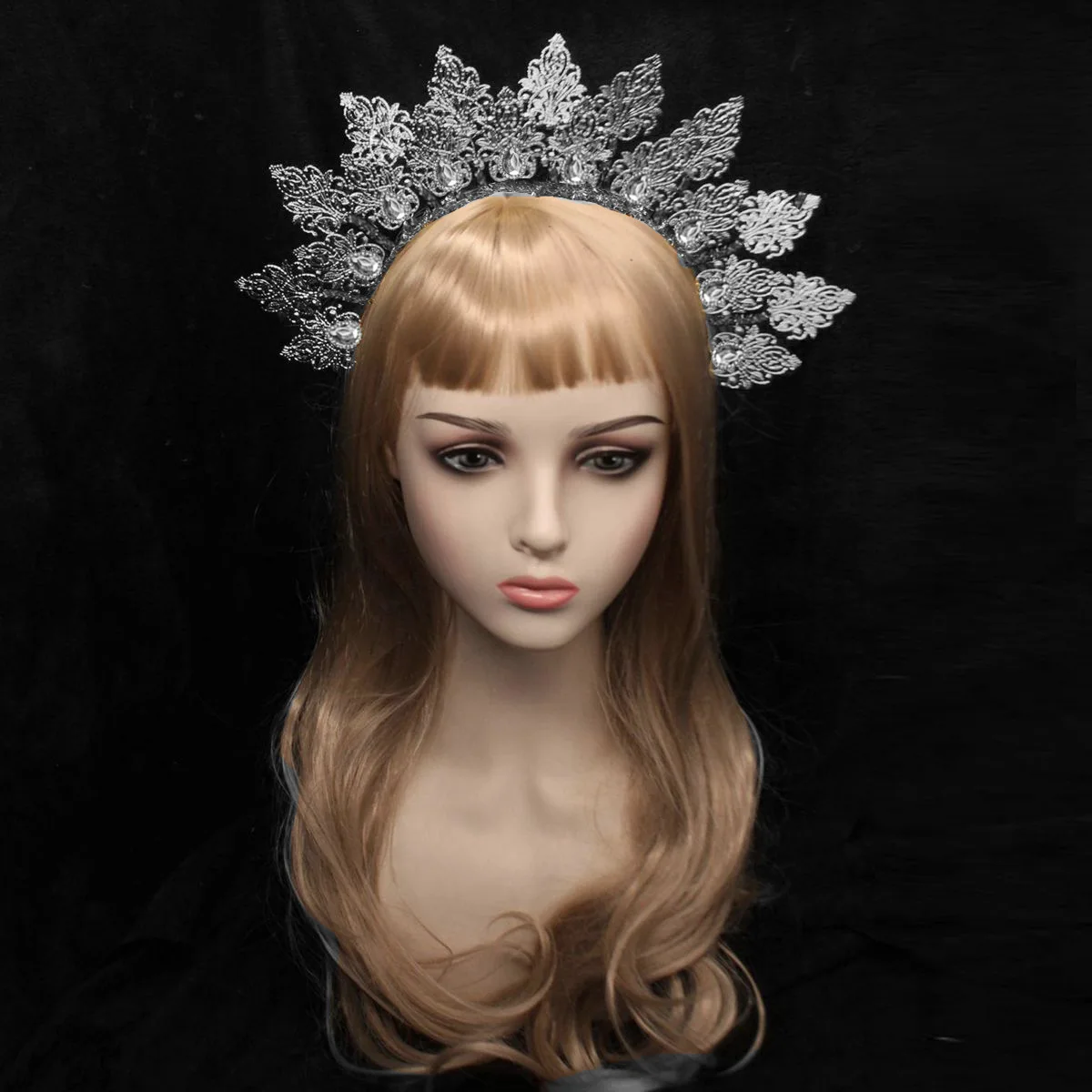 Handmade Lolita Gold halo Bride Crown Flower Headpiece Celestial jewellery Krone Crown Headdress Fairy crown Wedding crown