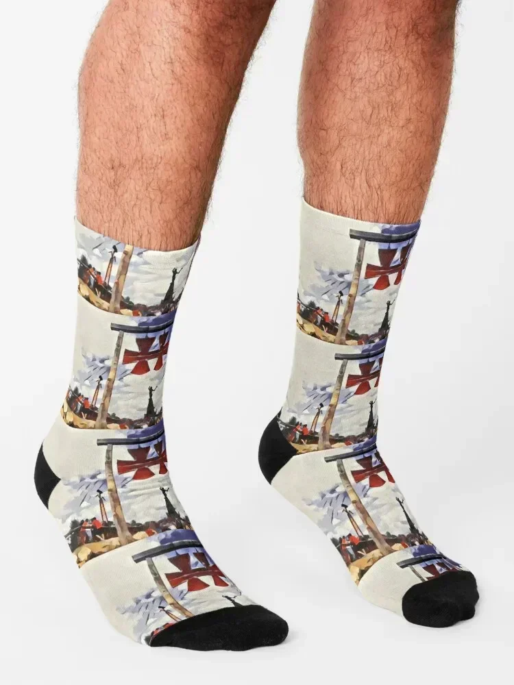 Hellfest Music Festival, Clisson, France (v3) Socks Stockings compression new year winter happy Women's Socks Men's