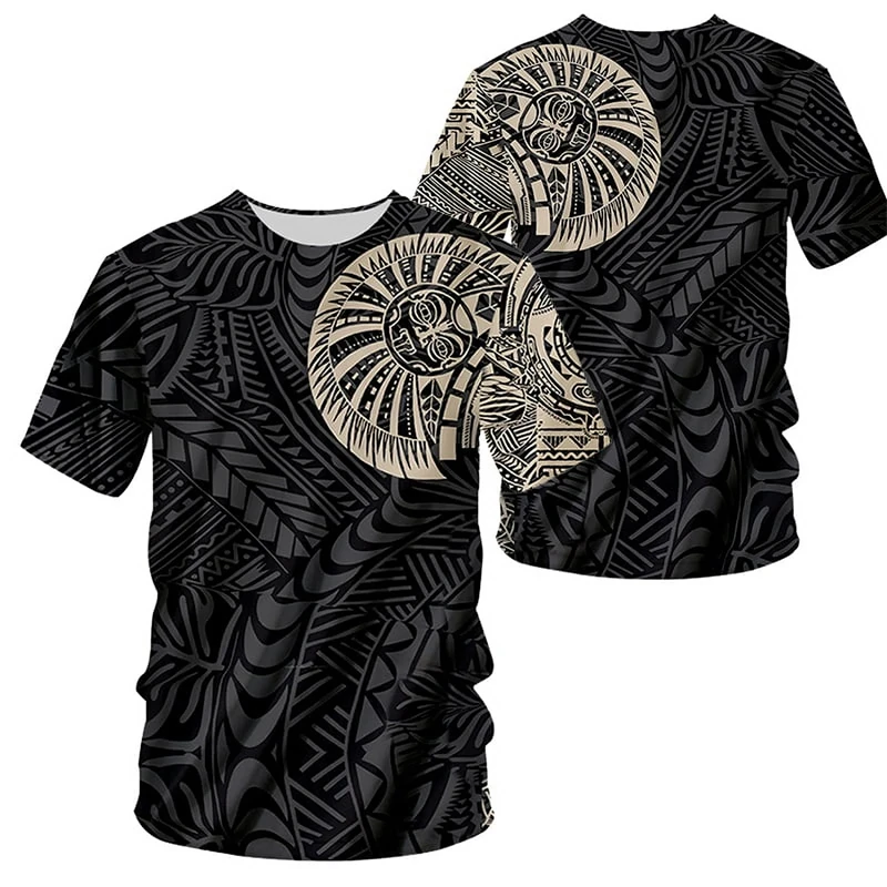 Polynesian 3D Print T-shirt Men\'s Clothing Short Sleeve O-neck Casual T Shirts Street Style Harajuku Oversized Soft Tees Tops