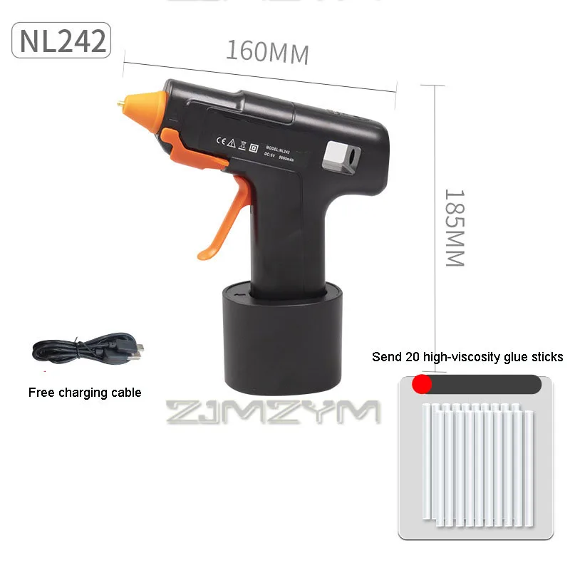 Quick Bonding Hot Melt Glue Gun Anti-drip Glue Cordless Adhesive Gun Automatic Power Off Safe Crafts Handmade Tool With 20Sticks