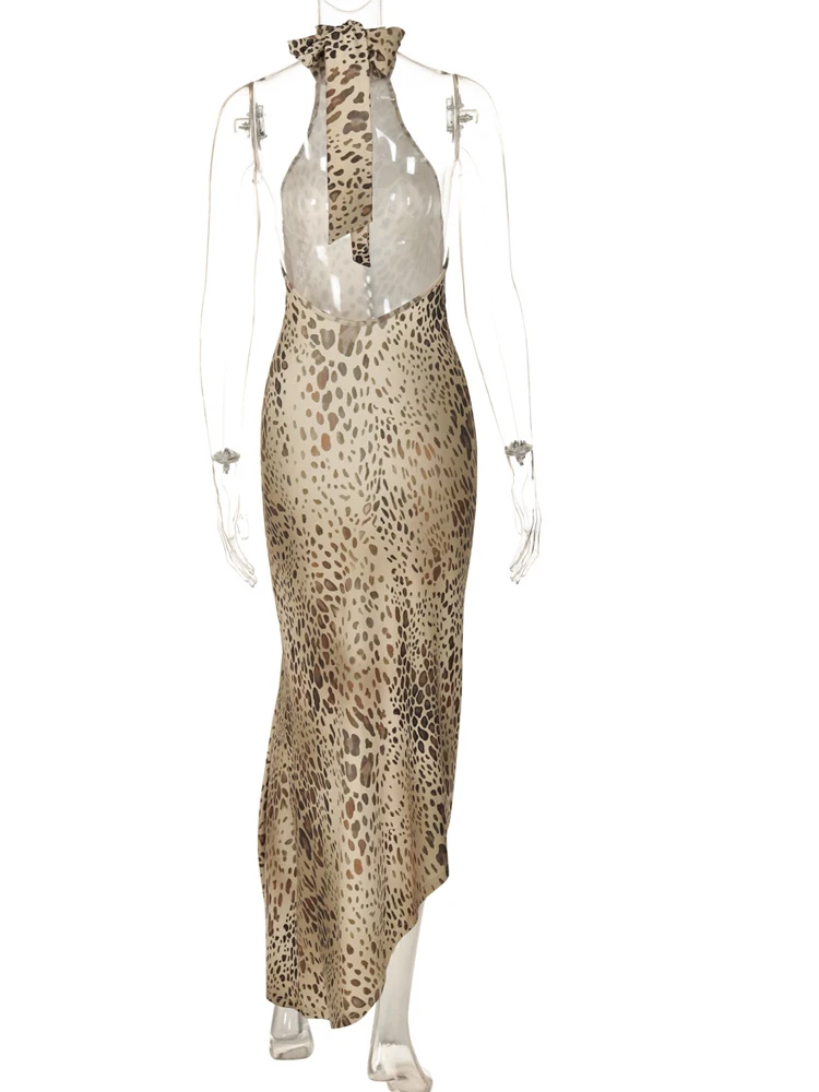 cheetah backless dress ASHLEYlauren 11674 Beaded Cheetah Print Gown
