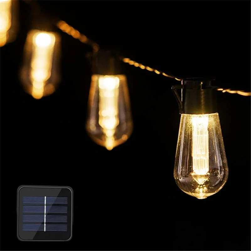 

LED Solar String Light Outdoor IP65 Waterproof Christmas Decoration 10-30 Bulbs Retro Camping Garland Garden Party Fairy Lamp