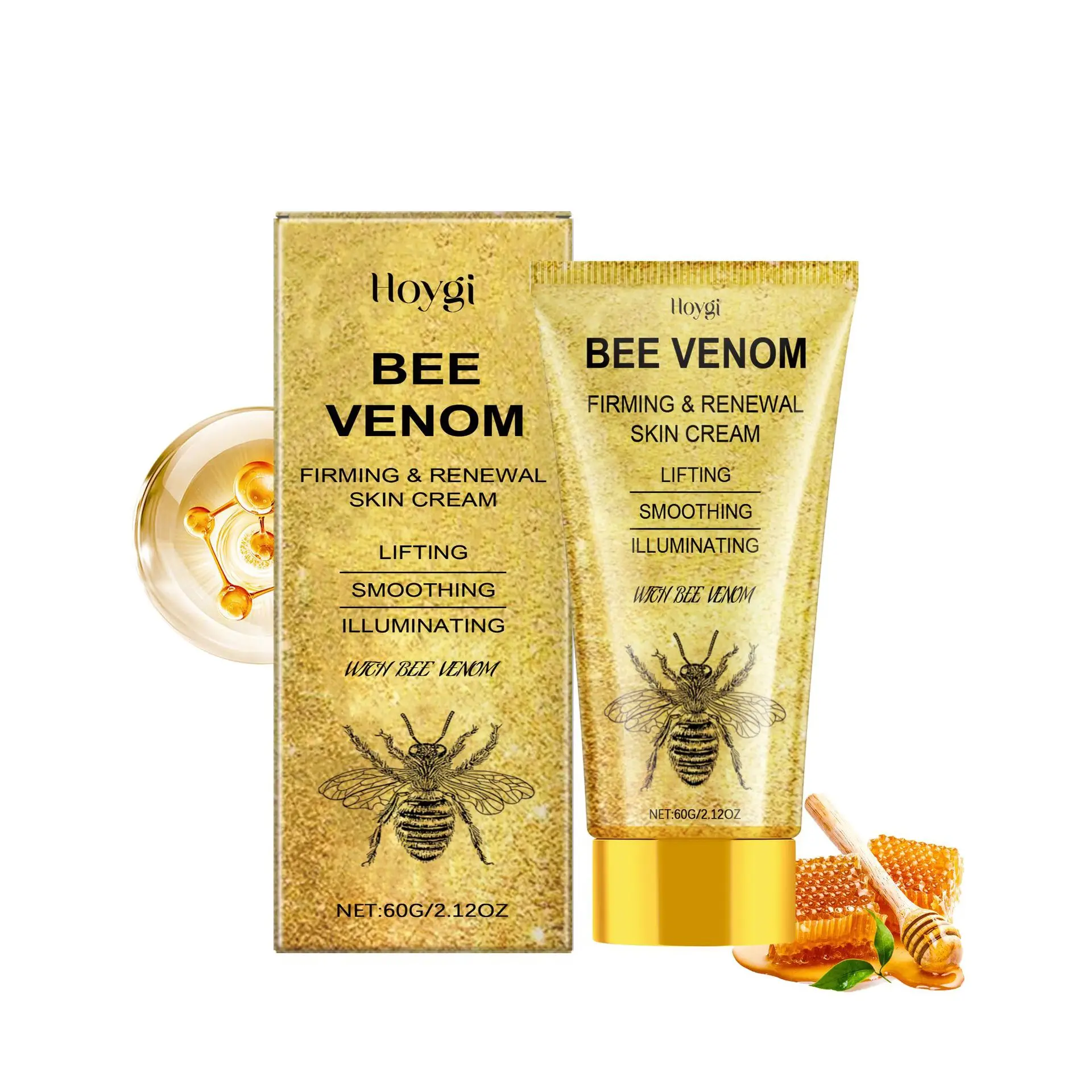 O creme facial do veneno de abelha melhora linhas tênues aperta a pele, aumenta a elasticidade,levanta e nutre, cuidados faciais