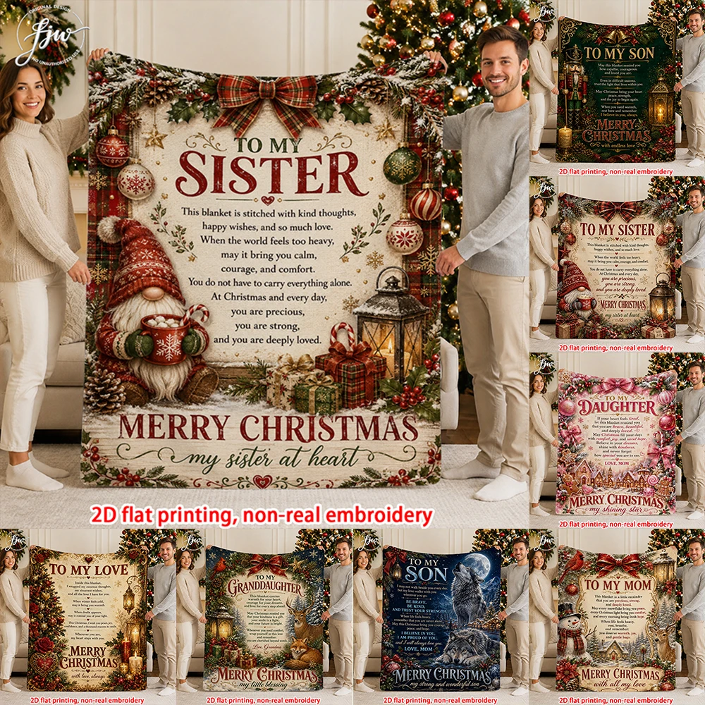 1pc Christmas Warm Blanket for Sister, Festive Gnome Holiday Throw Blanket for Cozy Home Decor and Gift Giving
