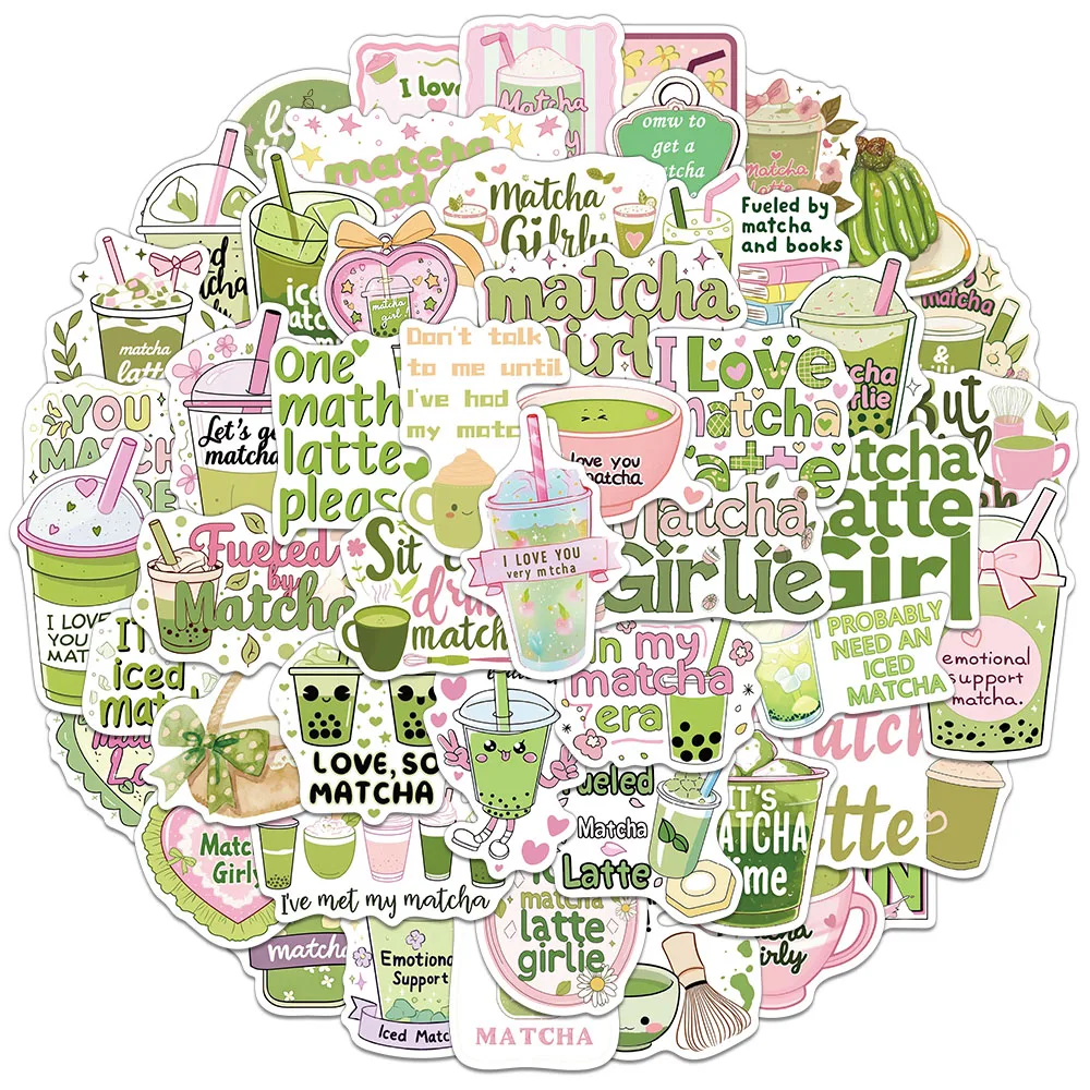 50PCS Creative Matcha Personalized Stickers Phone Case Decoration DIY Notebook Water Cup Waterproof Stickers
