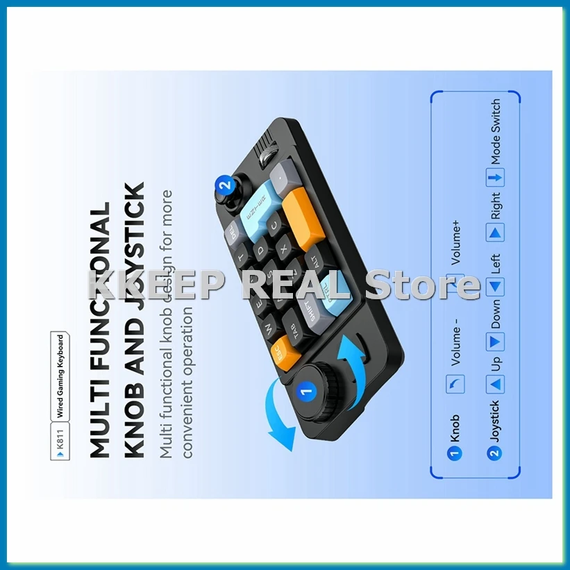 19-Key Macro-Defined Joystick Dual-Wheel RGB Hot-Swappable Macro-Defined Wired Mechanical Gaming Keyboard for Win10 A-A79U