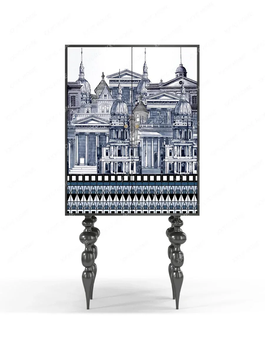 خزانة ملابس مطلية بسيطة كلاسيكية، خزانة تخزين جدارية عالية الساق، خزانة تخزين من الخشب الصلب #6