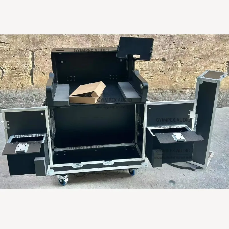 Built with Heavy-duty Hardware Digital Audio Mixer Flight Case for Y-DM7 Compact Console with Doghouse Compartment and Caster