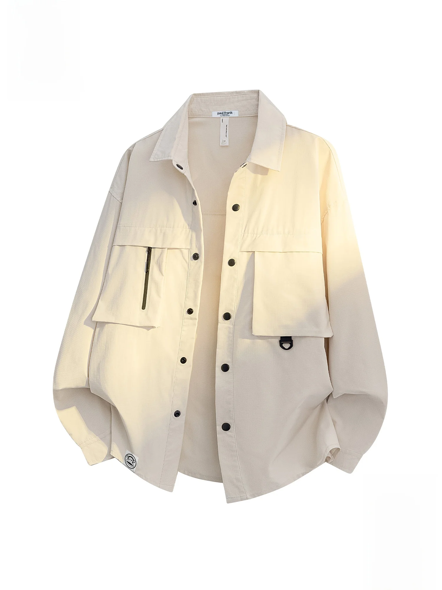 

PaulFrank Leisure Long Sve Collared Workwear irt Men's Spring Loose Fit Zipper Closure Polyester Fiber Casual irt