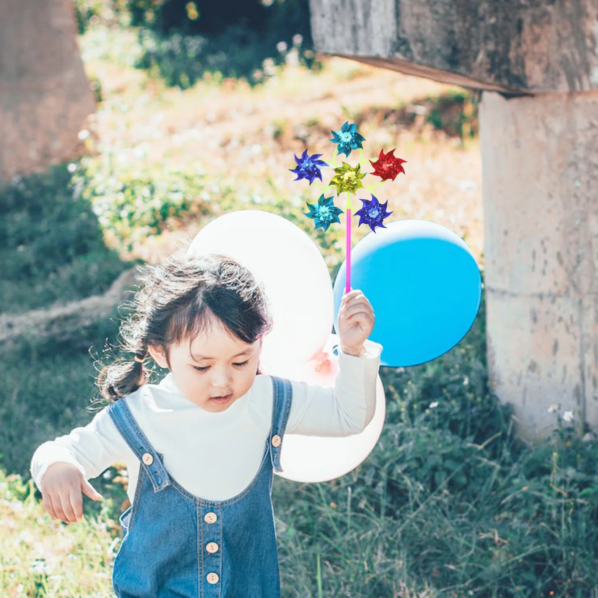 

6pcs Plastic Flower Windmills Colorful Rotating Sequins Garden Decoration Kids Room Party Store Window Toy Gifts
