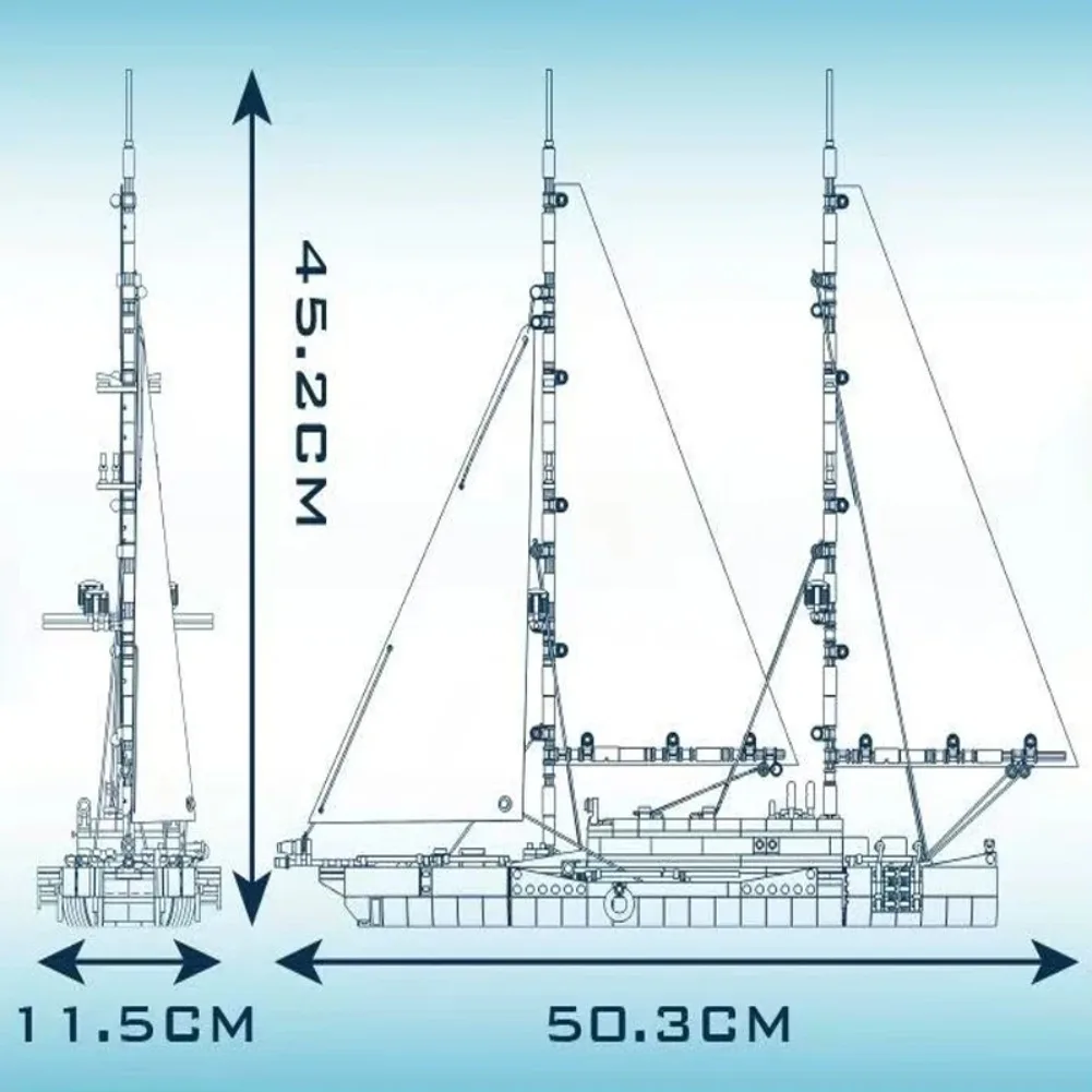 Mold King 10194 10190 Barca a vela Modello di nave Twin-Mast Building Blocks Block Kit di mattoni STEM Giocattoli educativi Oceano per i bambini