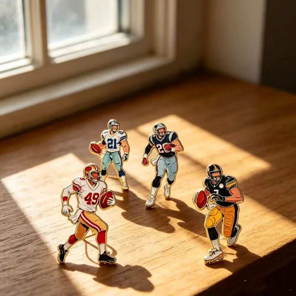 4/16pcs Football Enamel Pin Set Cool Star Professional Athletes Lapel Brooches Backpack Badge Party Jewelry Gift for Fans