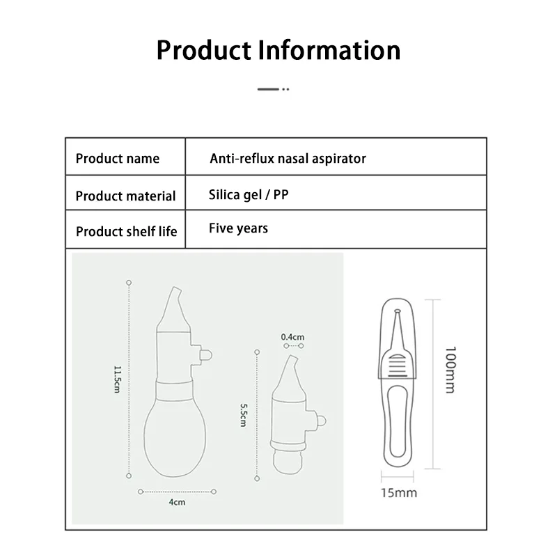 Simple Silicone Baby Nasal Aspirator Sucker Cleaner Nose Wash Anit Backflow Snot Cleaner