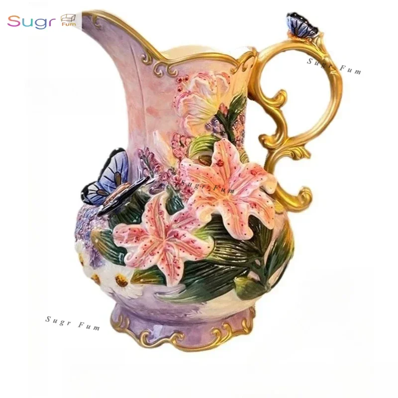 

Ceramic Lily Vase Ornament Home Furnishing New House Wedding Gift TV Cabinet Entrance Restaurant Cabinet