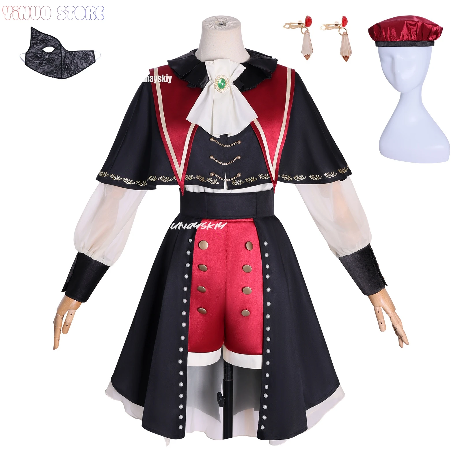 أزياء أنيمي بانج دريم أفيو موجيكا واكابا موتسومي مورتيس التأثيرية شال قميص تنورة شورت قبعة ارتداء أزياء الهالوين للنساء