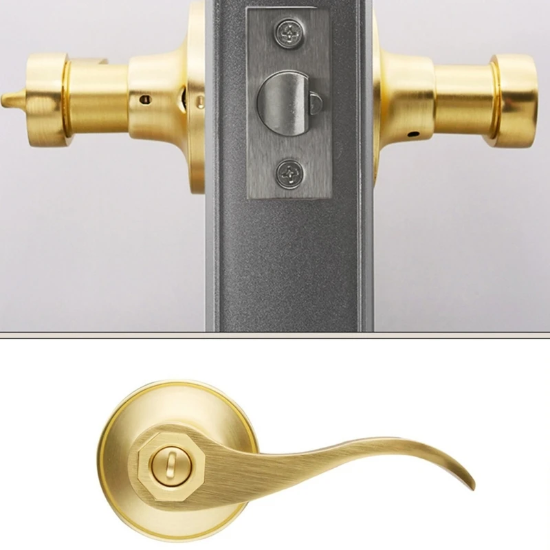 Gold Waved Levers Door Handle Lock Keyless Entry Zincs Alloys Construction Passage Door Levers For Interior Exterior Door