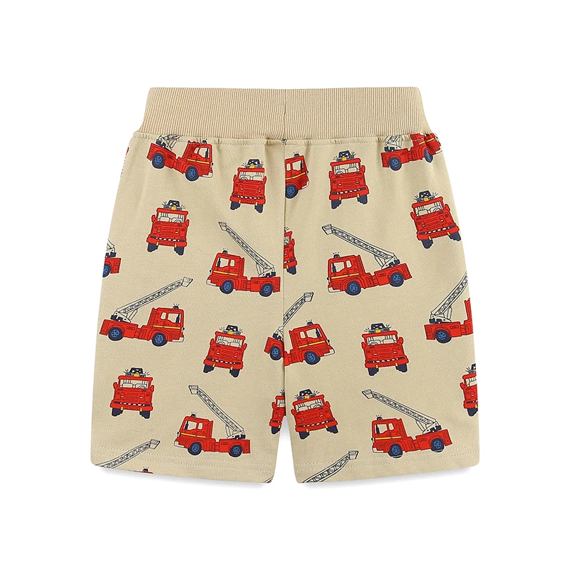 Little maven Baby Boys Children's Clothing 2025 Summer Short Cartoon Fire Truck Pants Cotton Soft Comfort Kids Clothes 2-7 Years