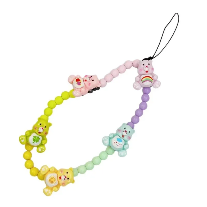 

New Hot Care Bears Candy Color Resin Bead Hanging Rope Phone Chain Cartoon Peripheral Decorative Pendant Fashion Birthday Gift