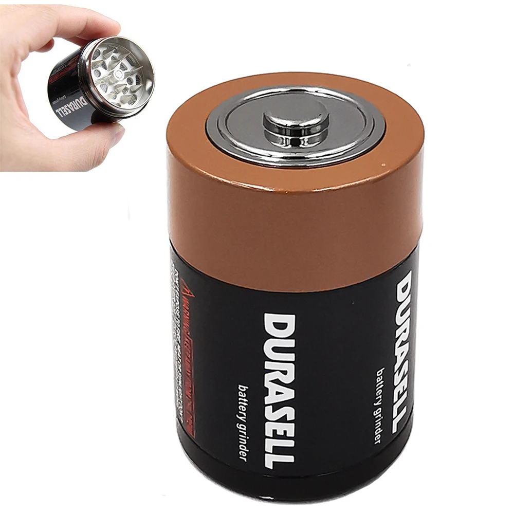 أداة مطحنة أعشاب معدنية على شكل بطارية مكونة من 3 طبقات أداة مطحنة التبغ