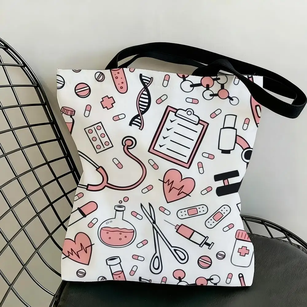 Hot Sale Nurse ECG Storage Bags Lightweight Canvas Tote Bag Large Capacity Shoulder Shopper Fashion Eco Multi-Purpose Handbag