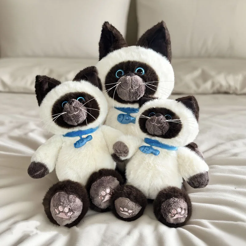 28/35/50cm Imitacja Pluszowej Zabawki Kota Syjamskiego Kawaii Miękkie Realistyczne Pluszowe Koty Lalki Dekoracja Domu Samochodu Poduszka Pluszowa
